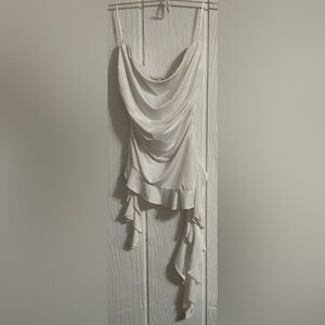 Y2K Thirty/Thirty White Ruffle Strapless Top